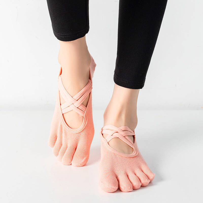 【Yoga Socks】W2珊瑚橙-女士五指瑜伽普拉提运动袜
