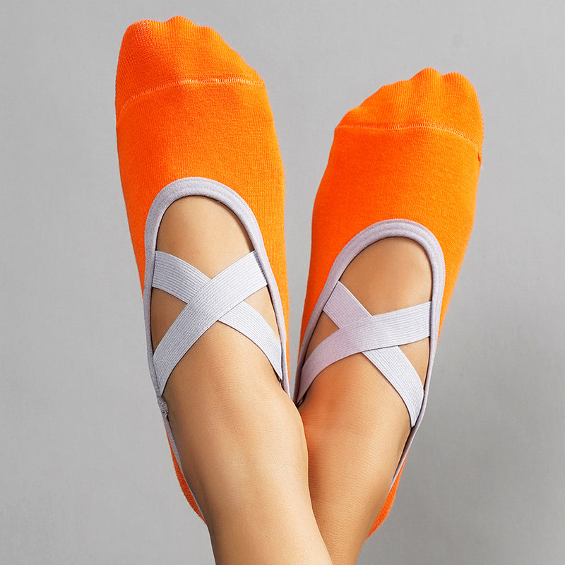 【Yoga Socks】H2爱马仕橙-女士圆头瑜伽普拉提运动袜
