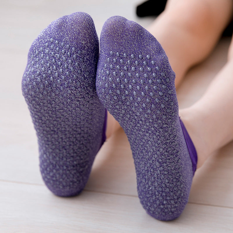 【Yoga Socks】H1紫罗兰-女士银丝圆头瑜伽普拉提运动袜