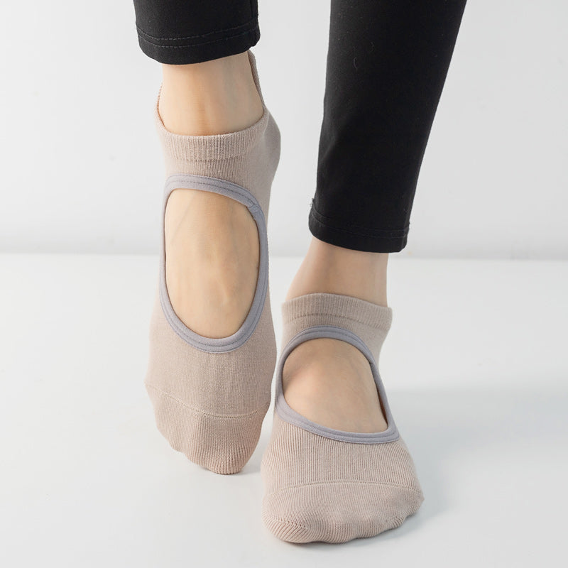 【Yoga Socks】B2米色-女士圆头瑜伽普拉提运动袜