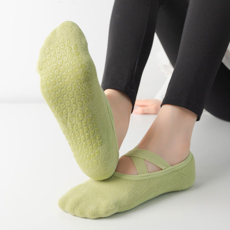 【Yoga Socks】Q2绿色-女士毛圈圆头瑜伽普拉提运动袜