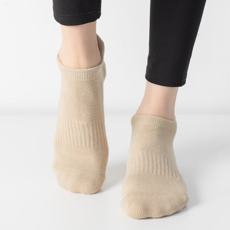 【Yoga Socks】D9米色-女士毛圈圆头瑜伽普拉提运动袜