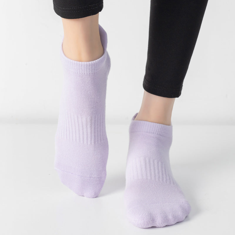 【Yoga Socks】D9浅紫-女士毛圈圆头瑜伽普拉提运动袜