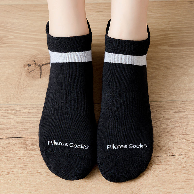 【Yoga Socks】D5黑白-男女通用提花毛圈圆头瑜伽普拉提运动袜