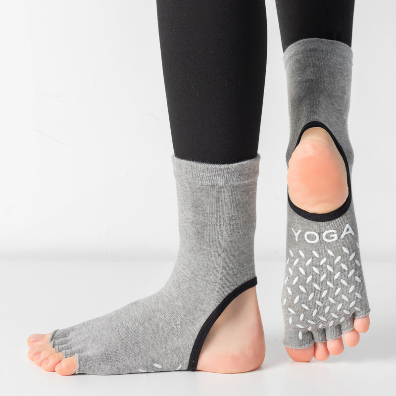 【Yoga Socks】M1深麻灰-女士长筒半趾瑜伽普拉提运动袜