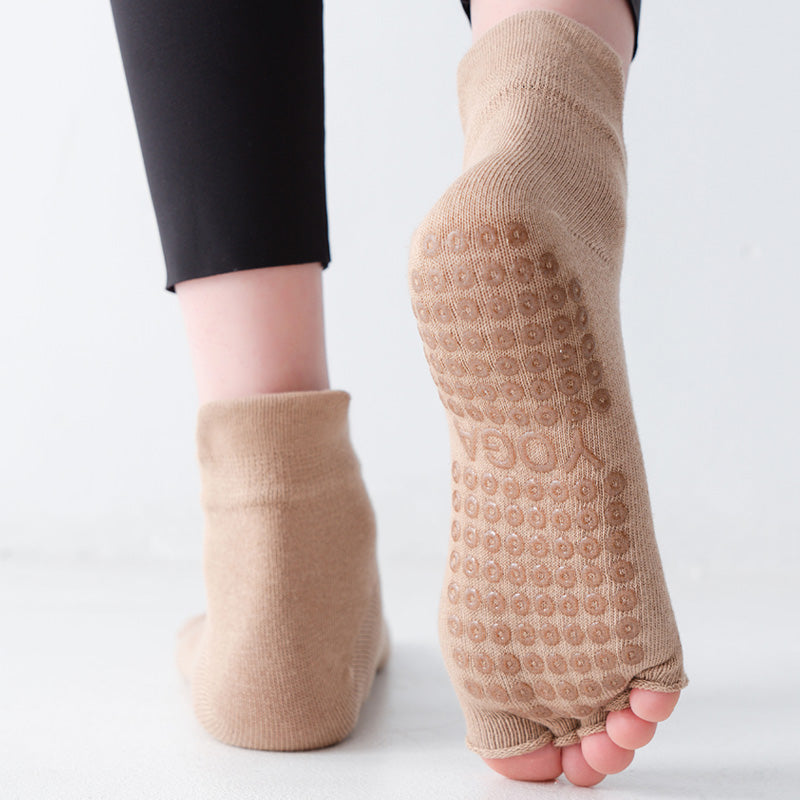 【Yoga Socks】U1米色-女士半趾瑜伽普拉提运动袜
