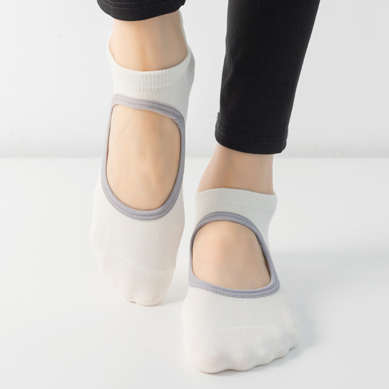 【Yoga Socks】B2白色-女士圆头瑜伽普拉提运动袜