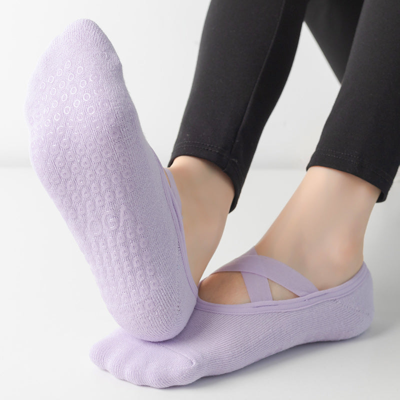 【Yoga Socks】Q2浅紫-女士毛圈圆头瑜伽普拉提运动袜