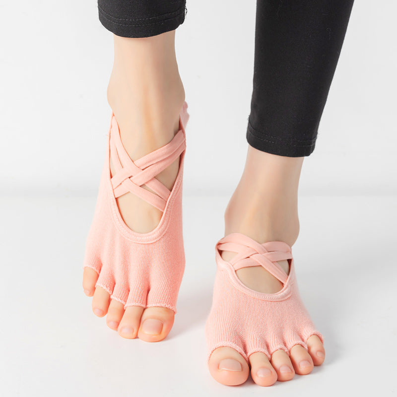 【Yoga Socks】T2珊瑚橙-女士半趾瑜伽普拉提运动袜