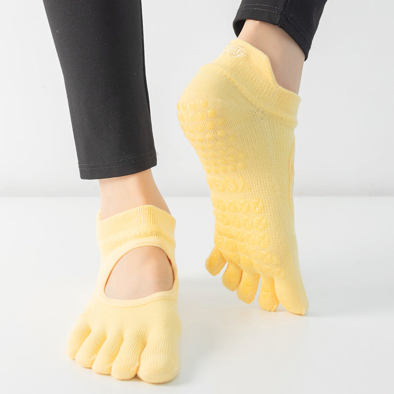 【Yoga Socks】V1黄色-女士五指瑜伽普拉提运动袜