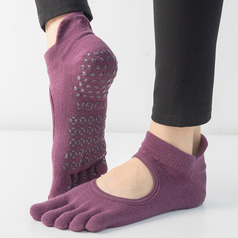 【Yoga Socks】V1紫红-女士五指瑜伽普拉提运动袜