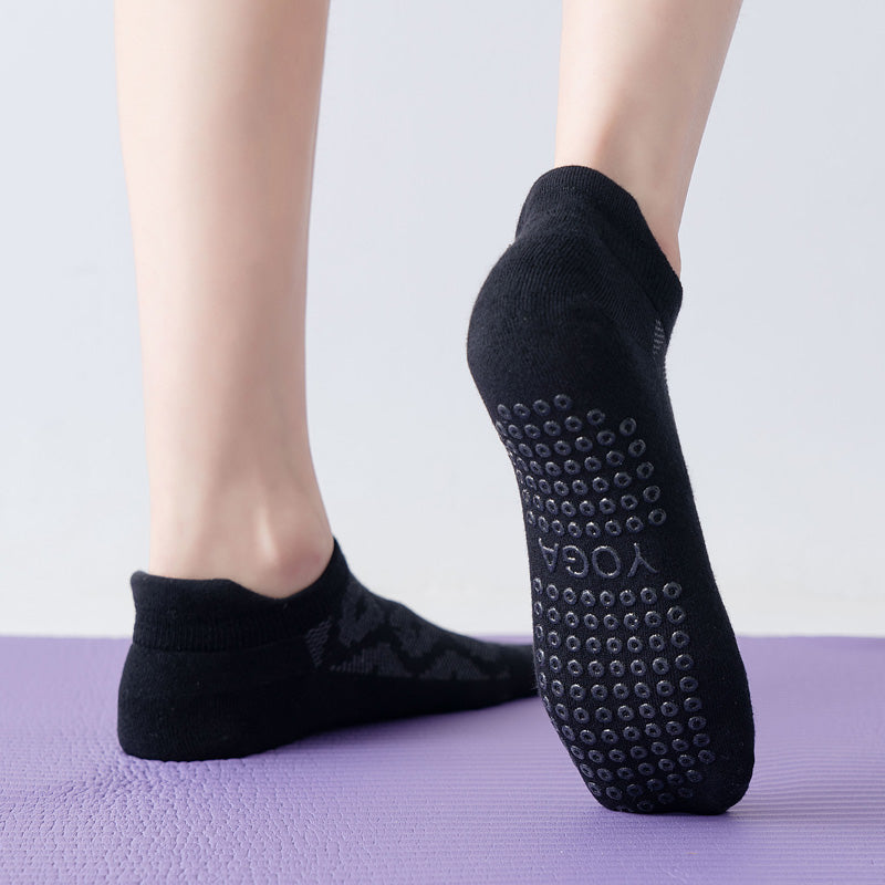 【Yoga Socks】D3黑灰-女士提花香薰毛圈圆头瑜伽普拉提运动袜