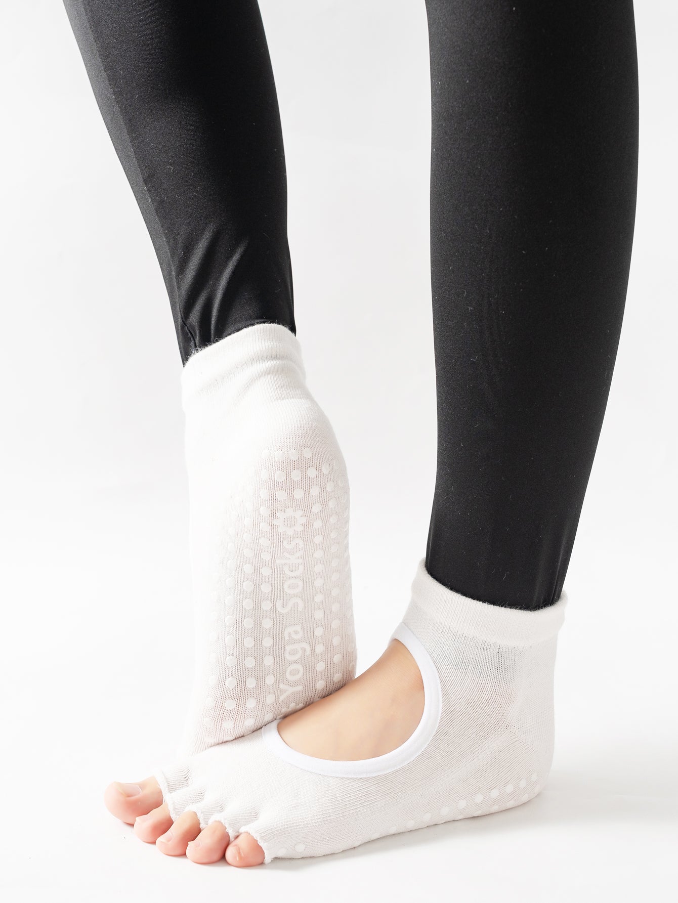 【Yoga Socks】F6白色-女士半趾瑜伽普拉提运动袜