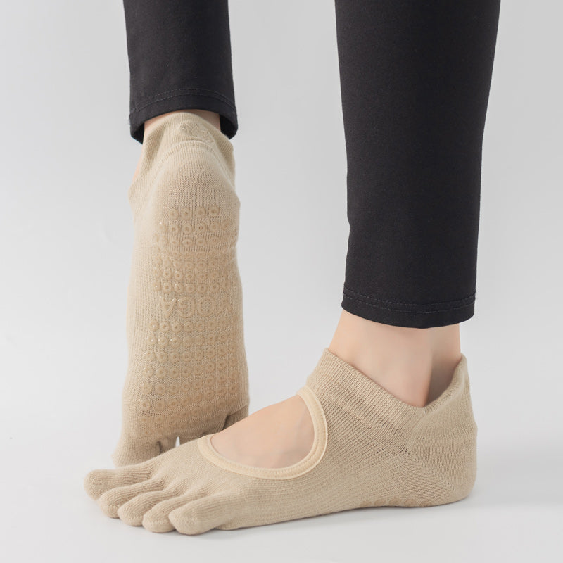 【Yoga Socks】V2米色-女士五指瑜伽普拉提运动袜