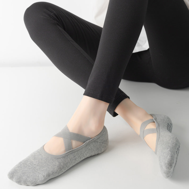 【Yoga Socks】Q2浅麻灰-女士毛圈圆头瑜伽普拉提运动袜