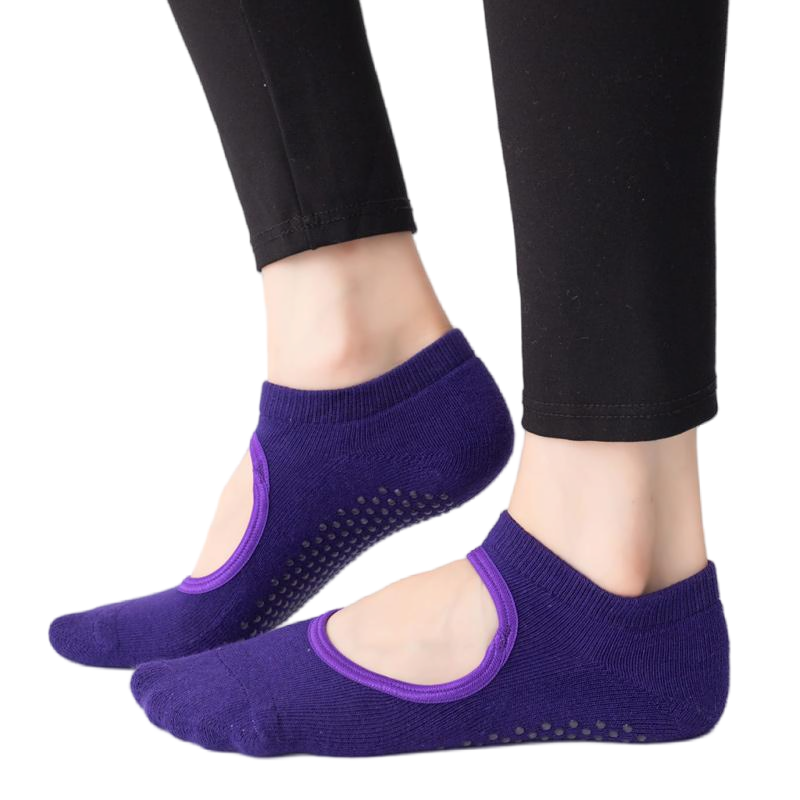 【Yoga Socks】A1紫罗兰-女士毛圈圆头瑜伽普拉提运动袜