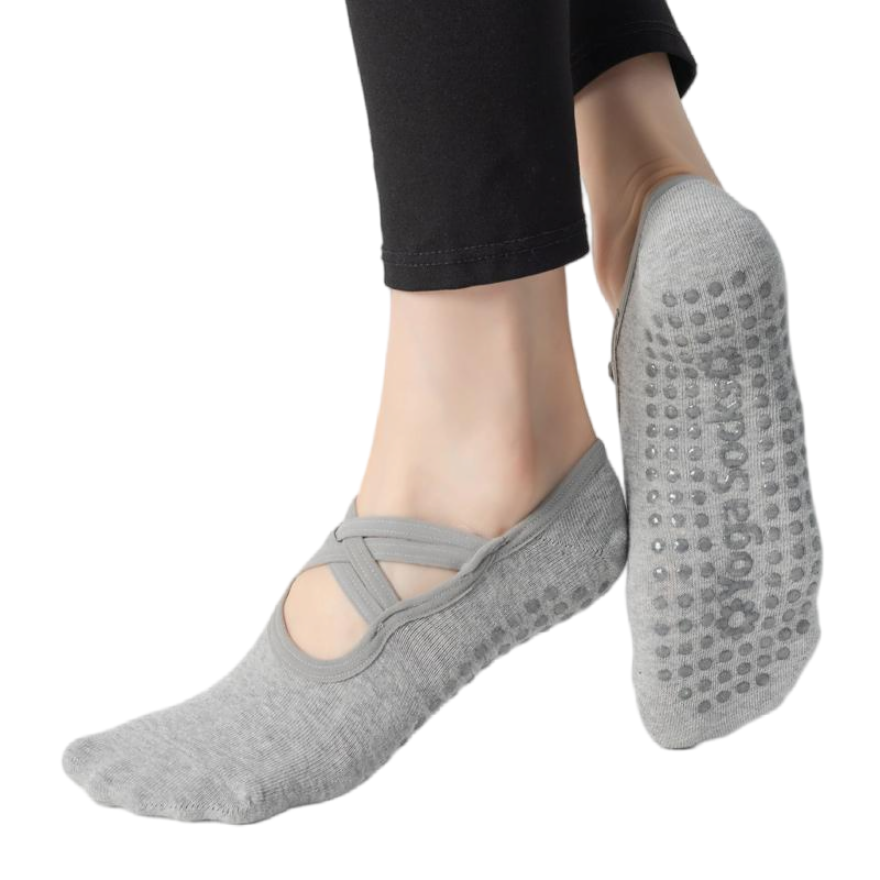 【Yoga Socks】H7浅麻灰-女士圆头瑜伽普拉提运动袜
