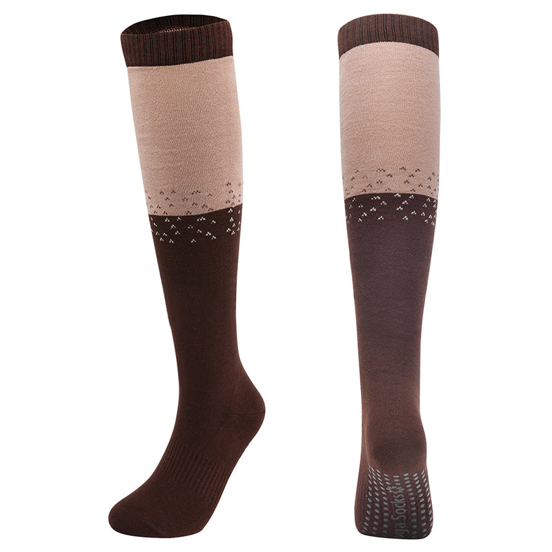 【Yoga Socks】Y1咖米-女士撞色长筒圆头瑜伽普拉提运动袜