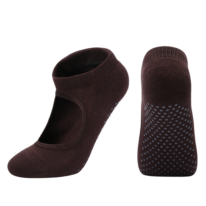 【Yoga Socks】A1咖啡-女士毛圈圆头瑜伽普拉提运动袜