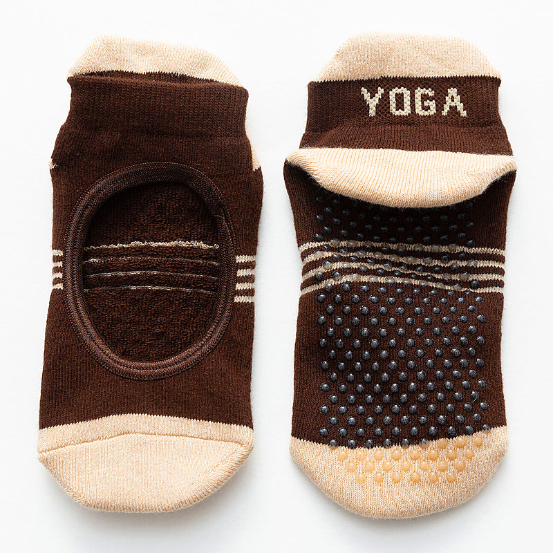 【Yoga Socks】A2咖米-女士撞色毛圈圆头瑜伽普拉提运动袜