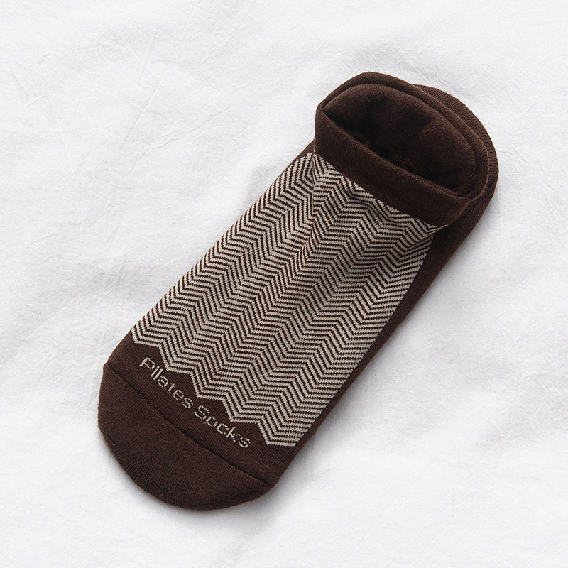 【Yoga Socks】D4咖米-女士提花香薰毛圈圆头瑜伽普拉提运动袜