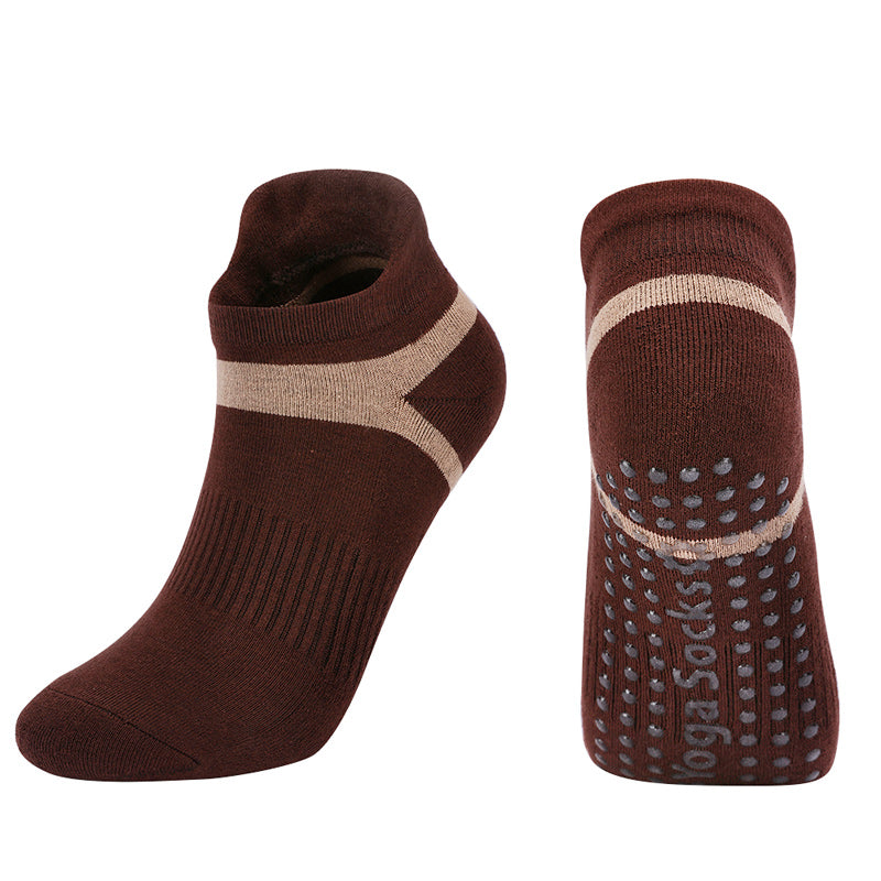【Yoga Socks】D7咖米-女士毛圈圆头瑜伽普拉提运动袜