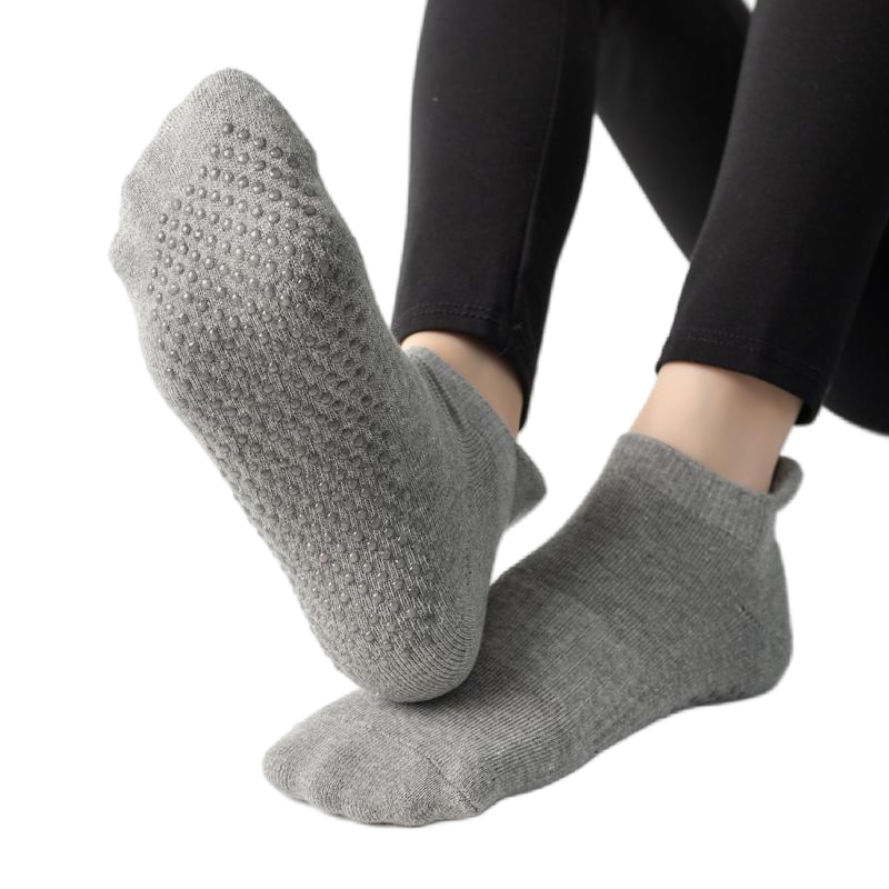 【Yoga Socks】D1浅麻灰-女士毛圈圆头瑜伽普拉提运动袜