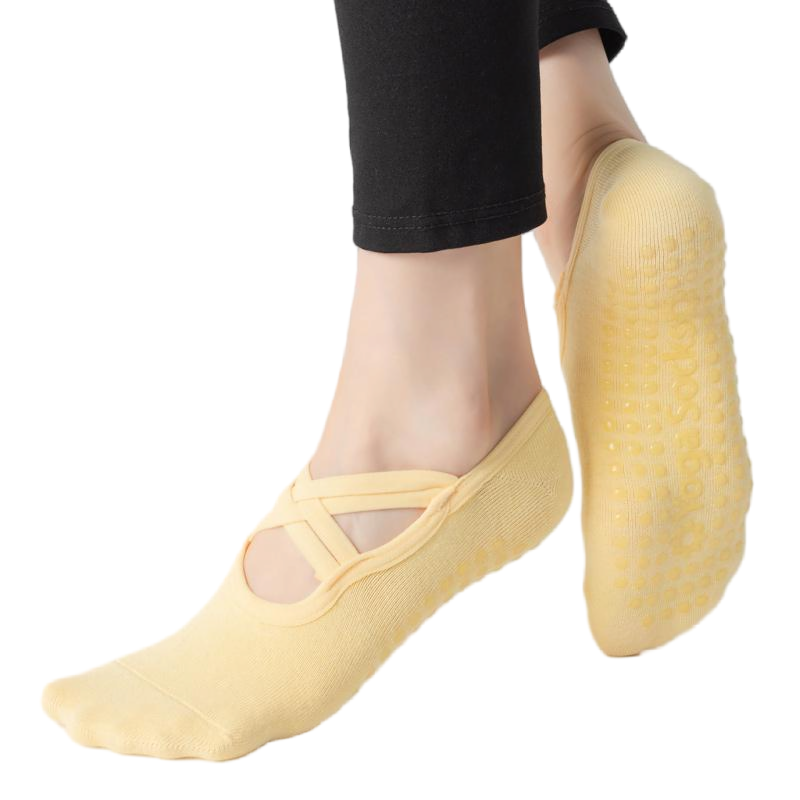 【Yoga Socks】H7黄色-女士圆头瑜伽普拉提运动袜