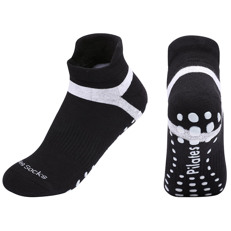 【Yoga Socks】D5黑白-男女通用提花毛圈圆头瑜伽普拉提运动袜