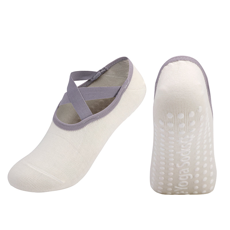 【Yoga Socks】H2奶白-女士圆头瑜伽普拉提运动袜