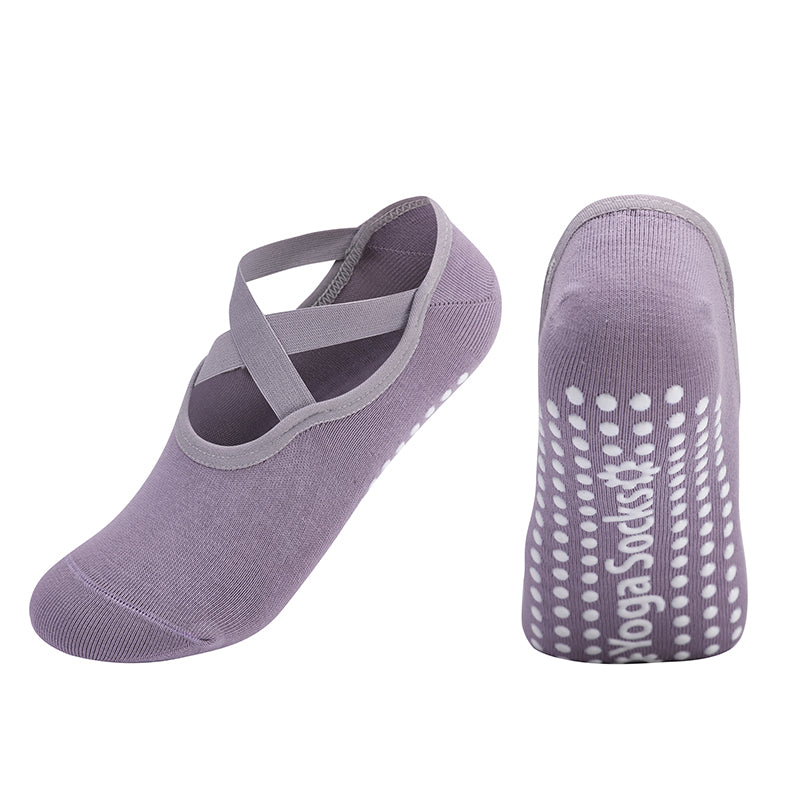 【Yoga Socks】H2紫色-女士圆头瑜伽普拉提运动袜