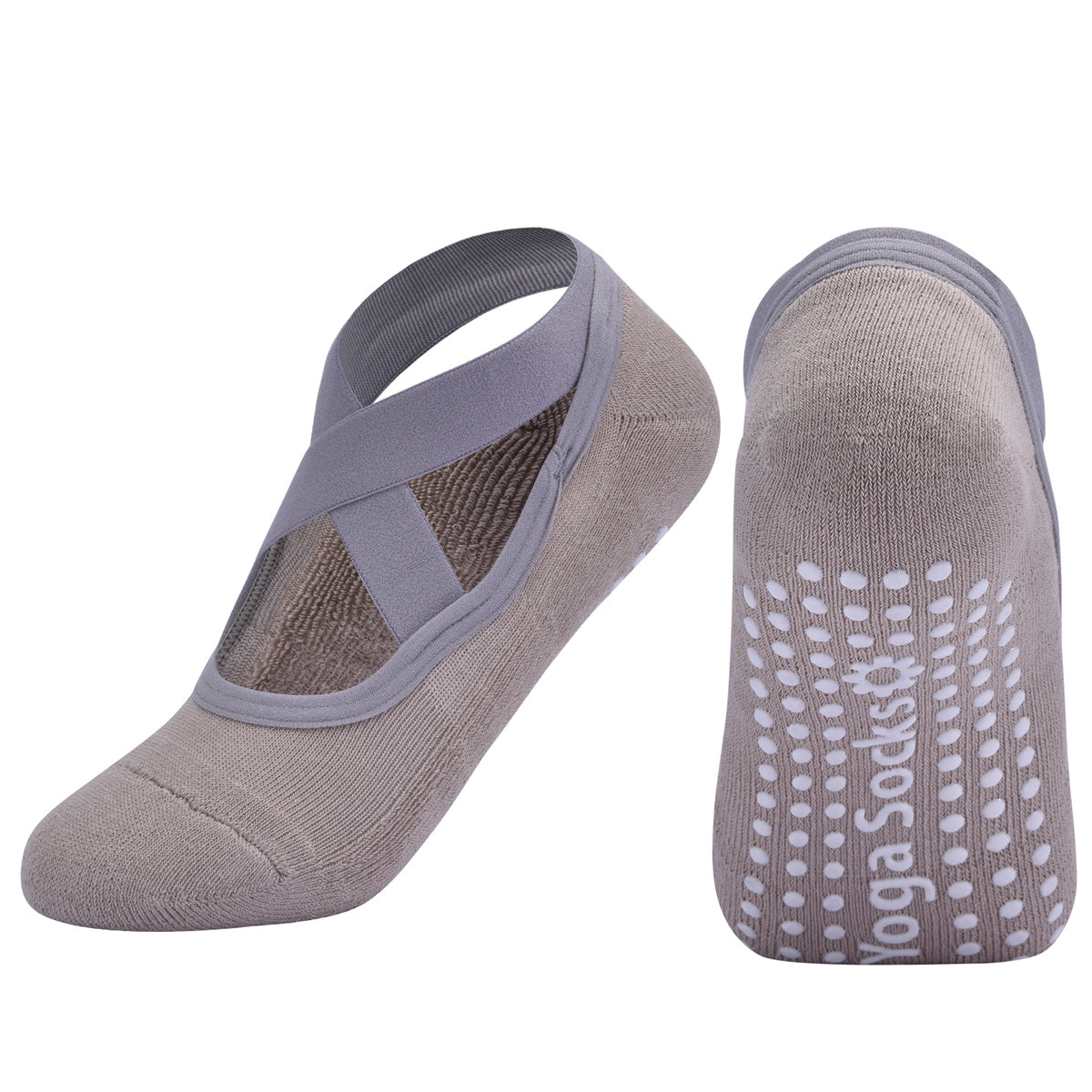 【Yoga Socks】Q3米色-女士毛圈圆头瑜伽普拉提运动袜