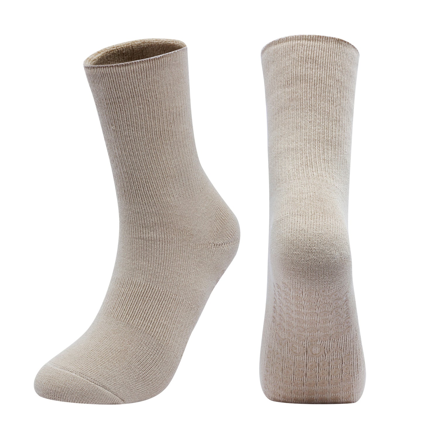 【Yoga Socks】D11米色-女士长筒毛圈圆头瑜伽普拉提运动袜