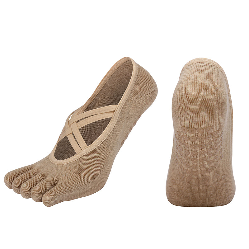 【Yoga Socks】W2米色-女士五指瑜伽普拉提运动袜