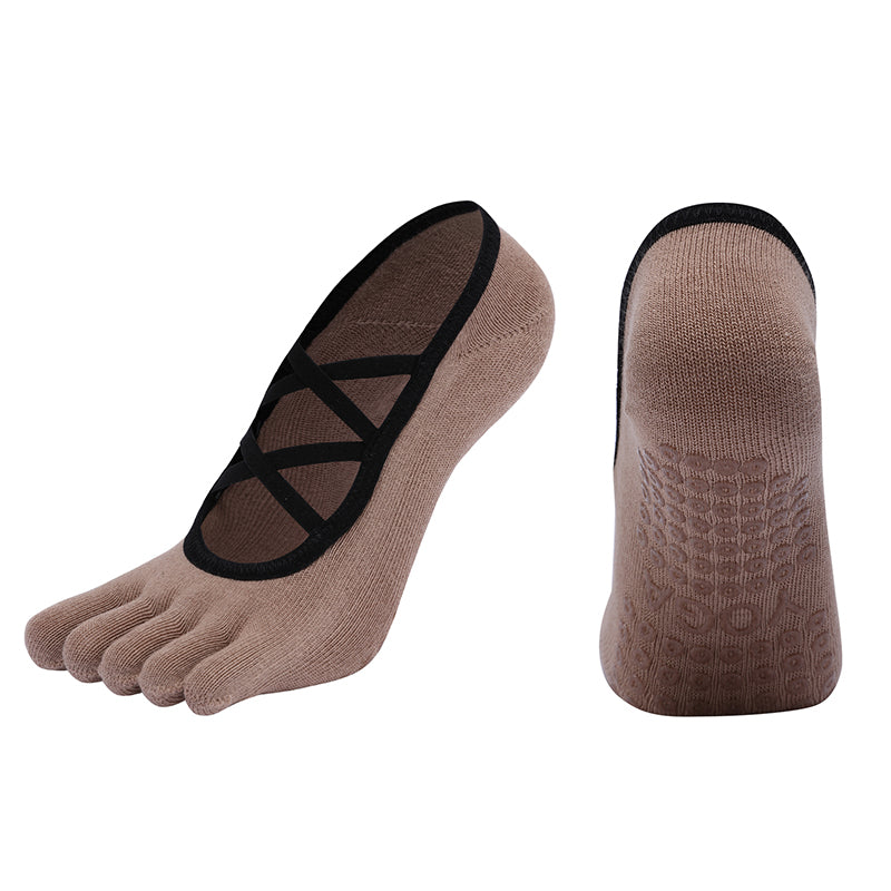 【Yoga Socks】W3米色-女士五指瑜伽普拉提运动袜