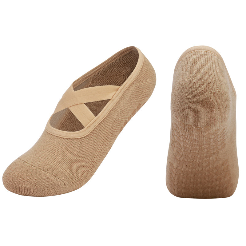 【Yoga Socks】Q2米色-女士毛圈圆头瑜伽普拉提运动袜