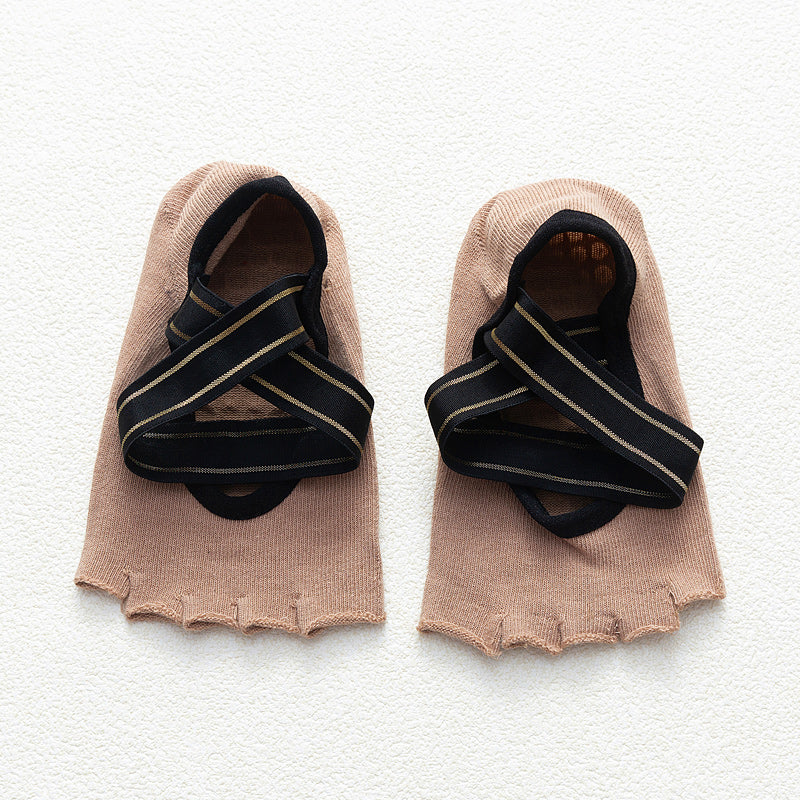 【Yoga Socks】T4米色-女士半趾瑜伽普拉提运动袜