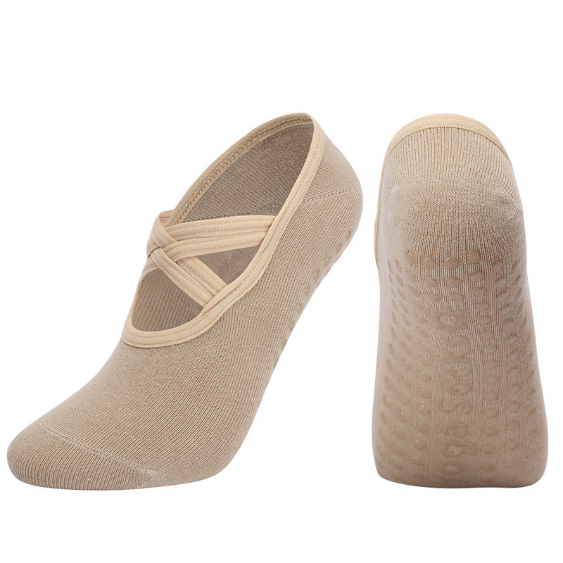 【Yoga Socks】H7米色-女士圆头瑜伽普拉提运动袜