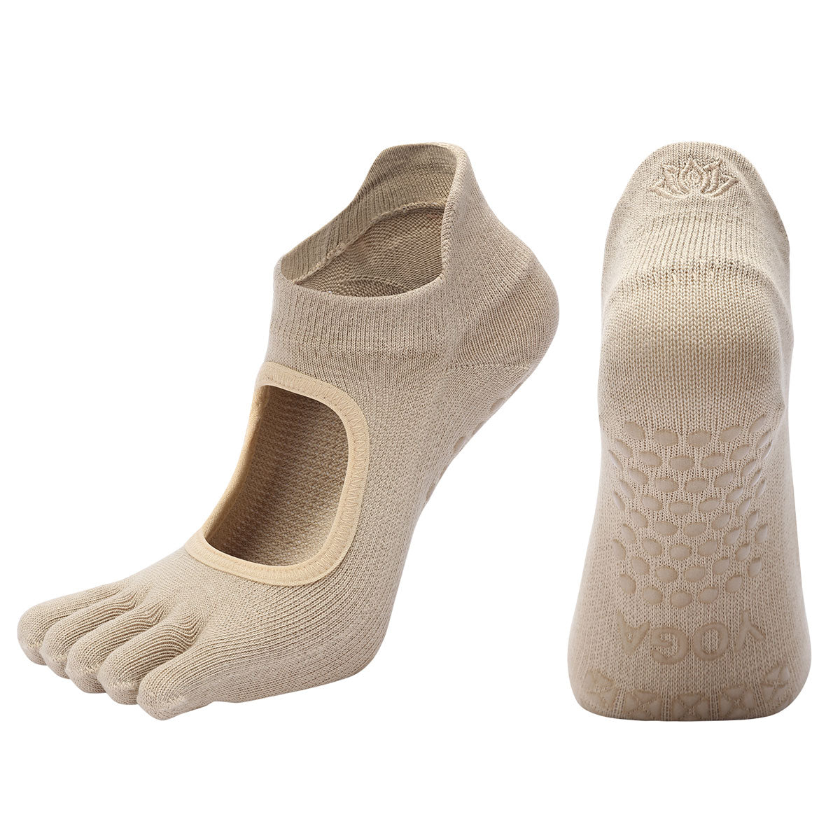 【Yoga Socks】V1米色-女士五指瑜伽普拉提运动袜