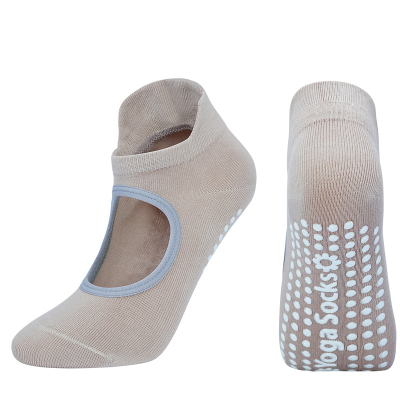 【Yoga Socks】B2米色-女士圆头瑜伽普拉提运动袜