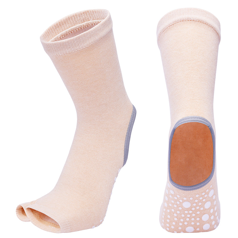 【Yoga Socks】J6浅米-女士长筒二指瑜伽普拉提运动袜