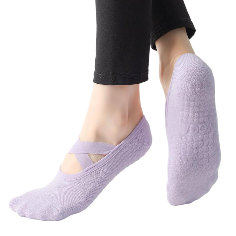 【Yoga Socks】Q2浅紫-女士毛圈圆头瑜伽普拉提运动袜