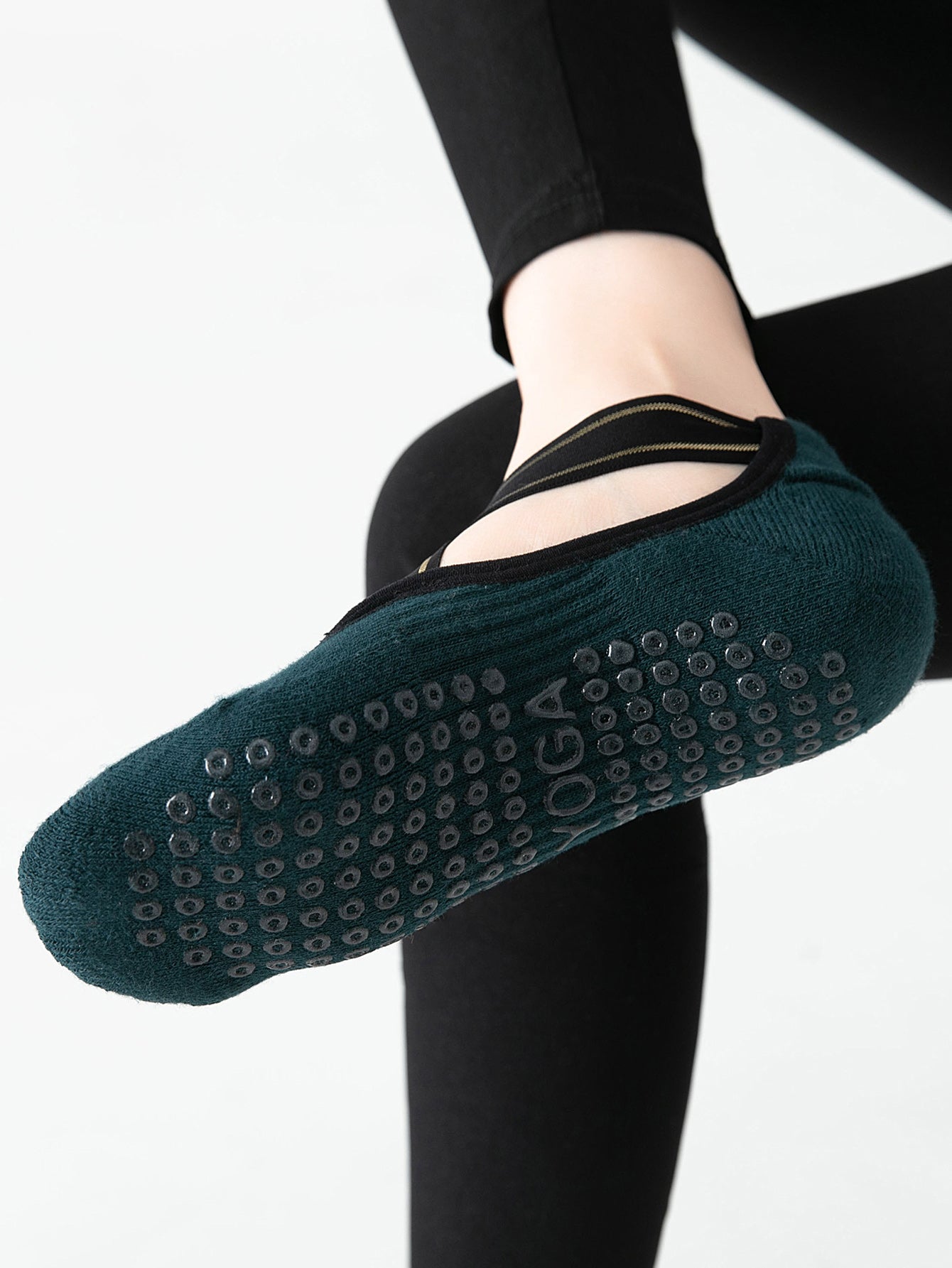 【Yoga Socks】Q1墨绿-女士毛圈圆头瑜伽普拉提运动袜