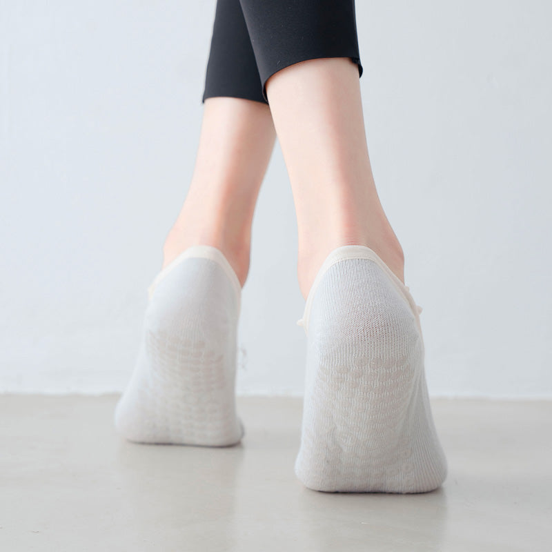 【Yoga Socks】T1浅灰-女士花边半趾瑜伽普拉提运动袜