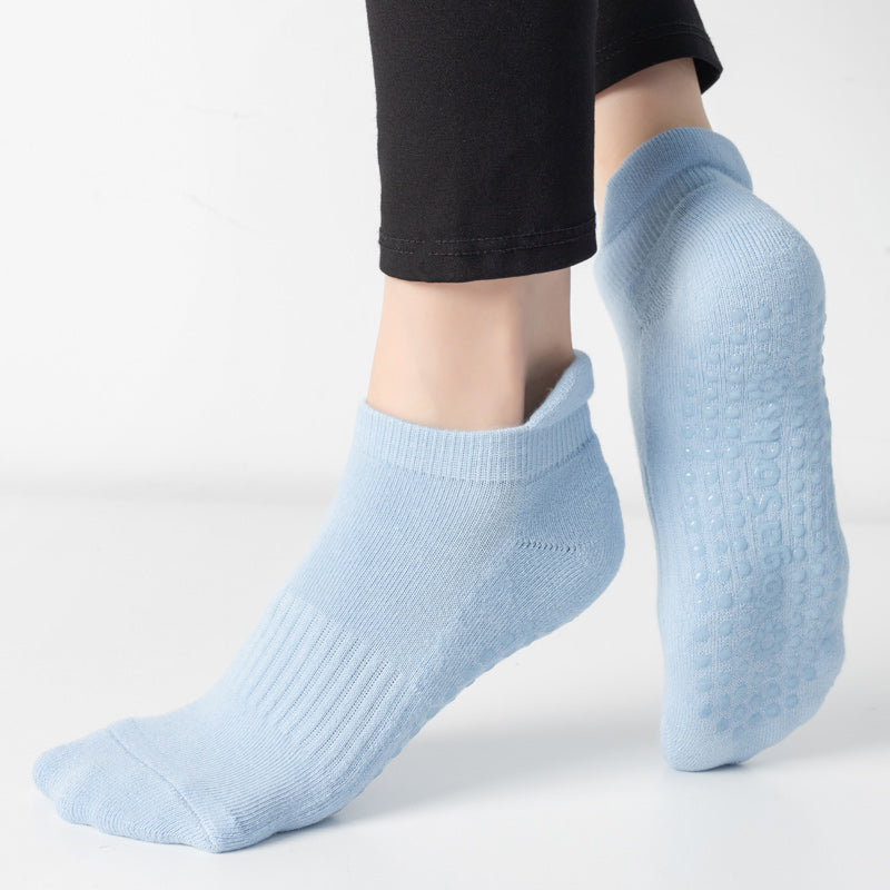 【Yoga Socks】D9浅蓝-女士毛圈圆头瑜伽普拉提运动袜