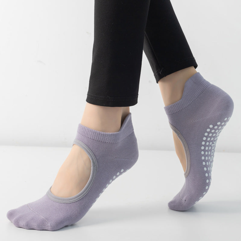 【Yoga Socks】B2紫色-女士圆头瑜伽普拉提运动袜