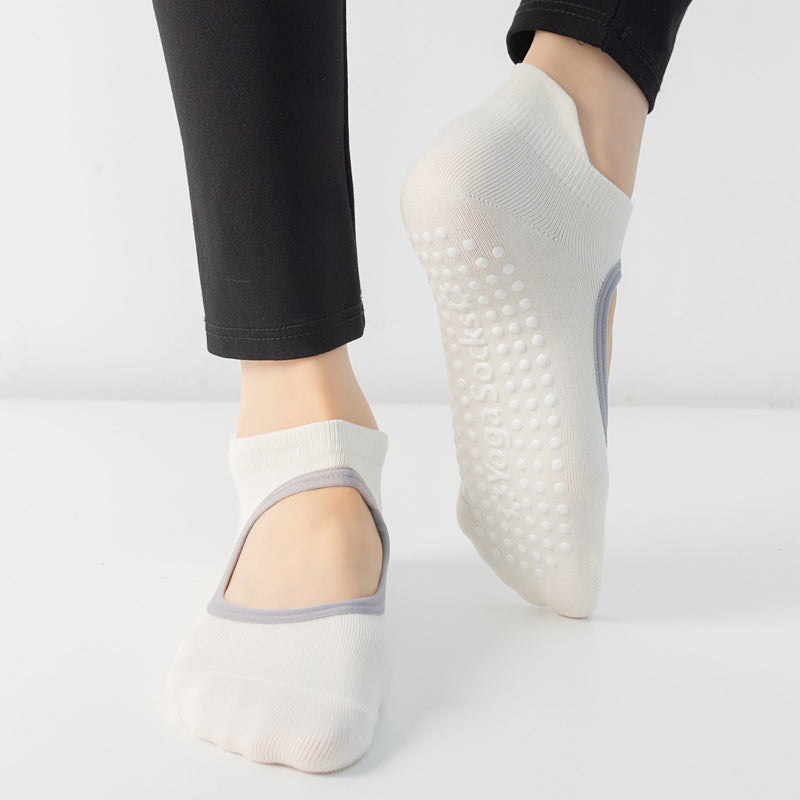 【Yoga Socks】B2白色-女士圆头瑜伽普拉提运动袜