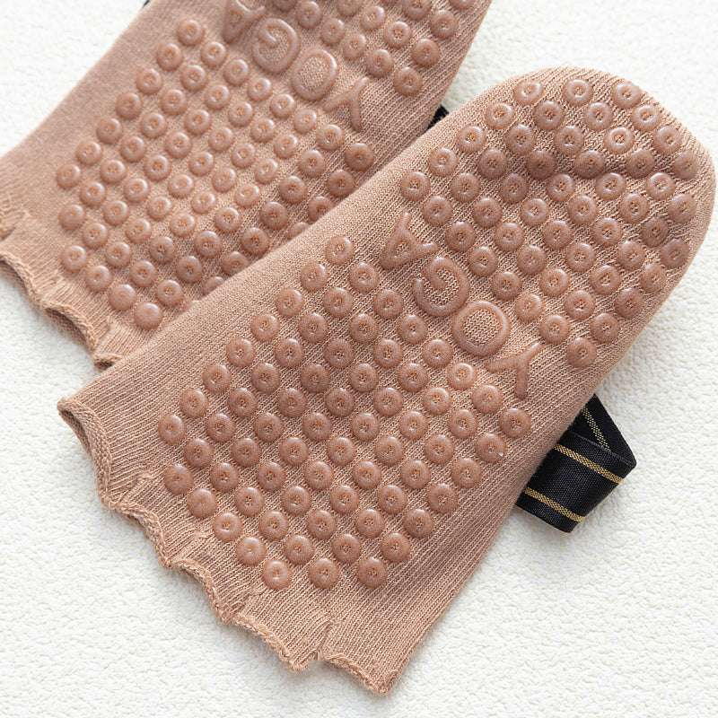 【Yoga Socks】T4米色-女士半趾瑜伽普拉提运动袜