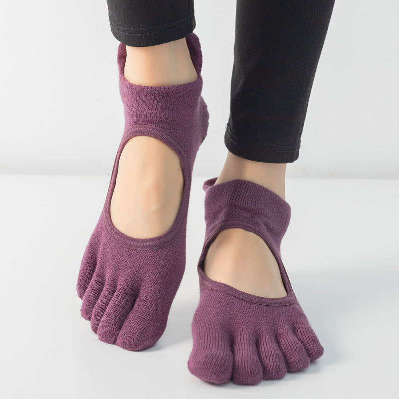 【Yoga Socks】V1紫红-女士五指瑜伽普拉提运动袜