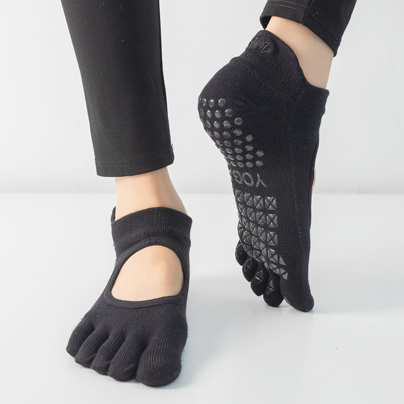 【Yoga Socks】V1黑色-女士五指瑜伽普拉提运动袜